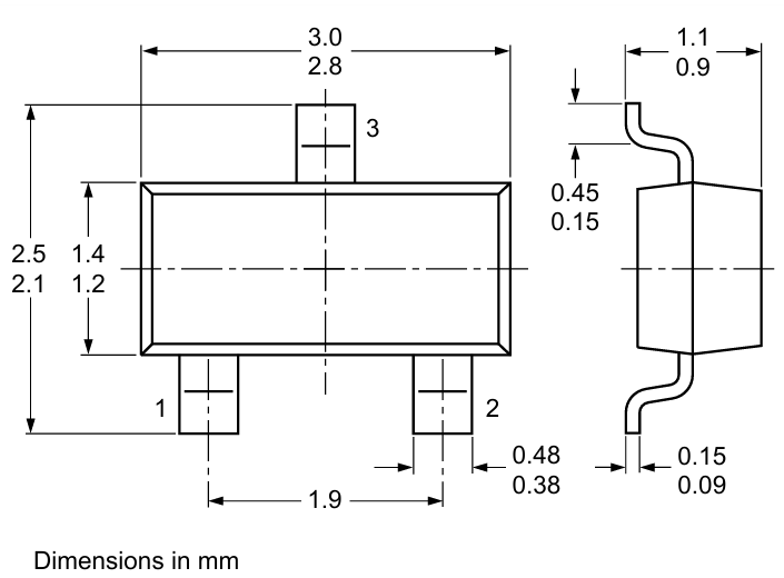 BAV70 SOT-23 Dimensions